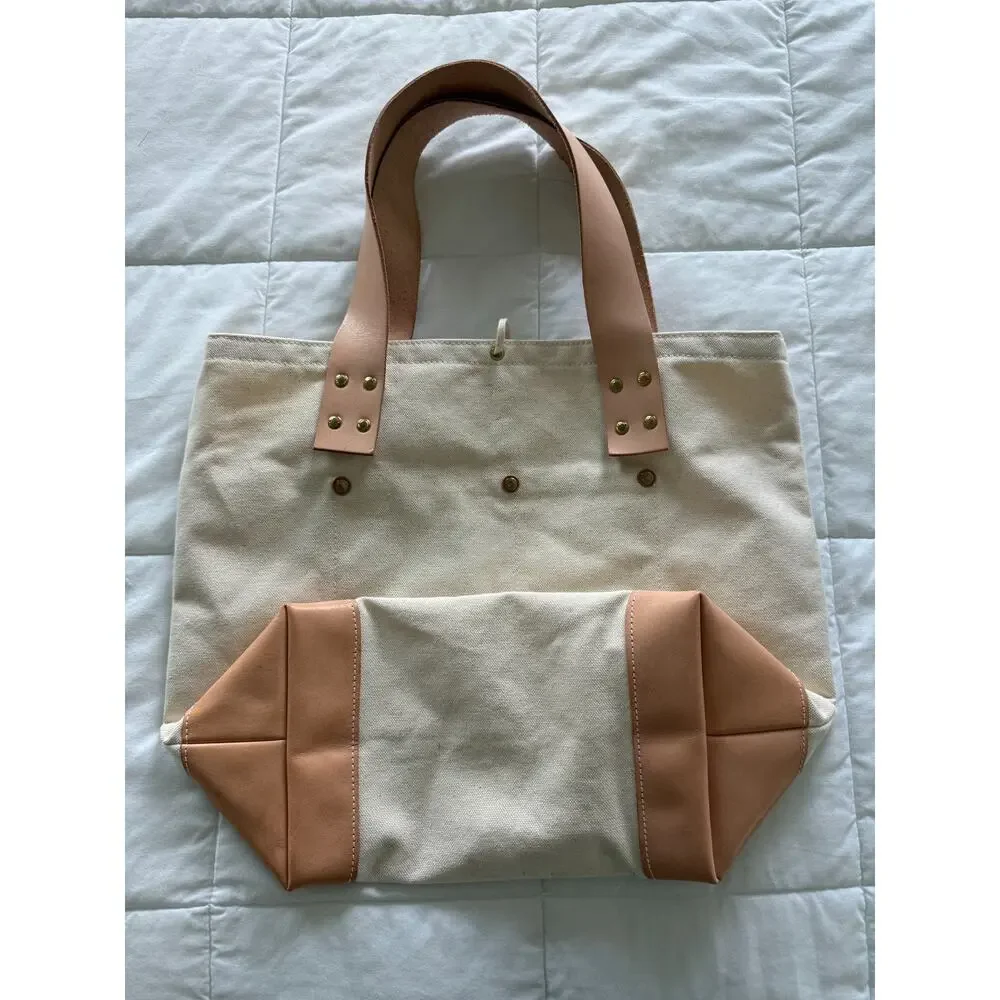 The Superior Labor Canvas Leather Tote Bag Made in Japan Natural NWT Handmade